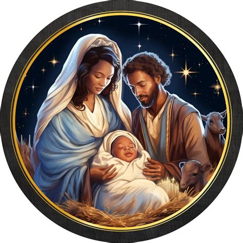 African American Nativity Wreath Sign-sublimation-round-christmas ...