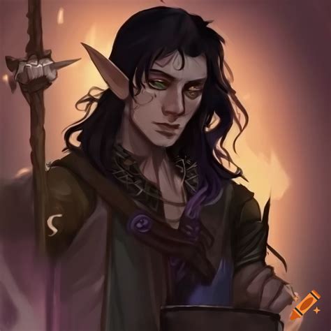 Illustration Of A Male Half Elf Bard Playing A Drum On Craiyon