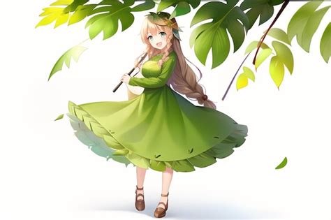 Premium AI Image | Anime girl in a green dress