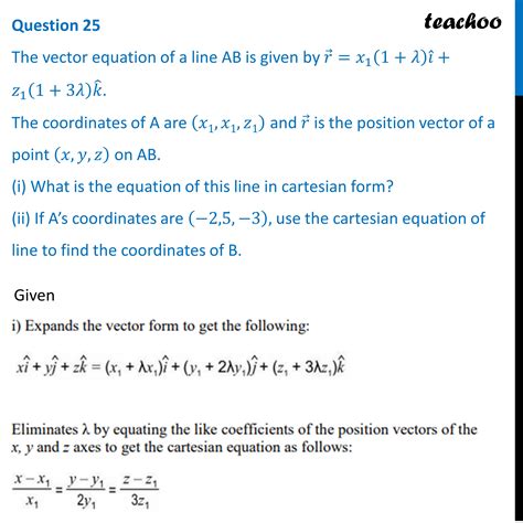 Maths Class 12 The Vector Equation Of A Line AB Is Given By R X1