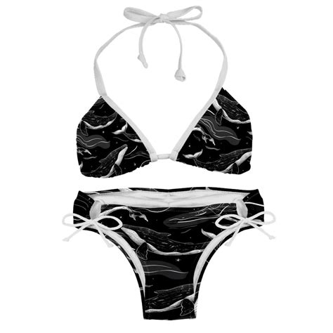 Sexy Women S String Bikini Set Ocean Whale Mermaid Print Two Piece