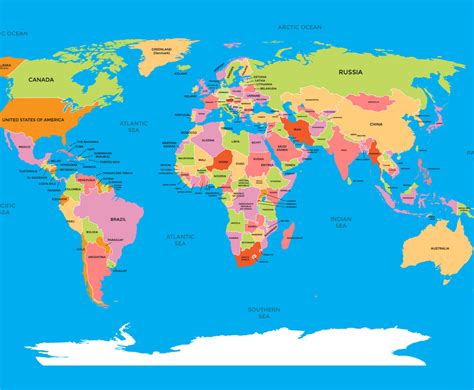 World Map With Country Name Freevectors