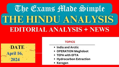 16 April 2024 The Hindu Newspaper Analysis Youtube