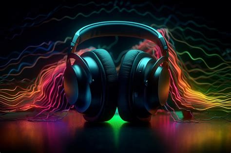 Premium Photo | Headphone with audio spectrum wave futuristic background Music abstract ...