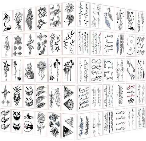 60 Feuilles De Tatouages Temporaires Autocollants Tatouages