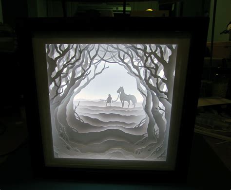 Oc Hand Cut Paper Led Backlit Shadowbox Art Diy Shadow Box Art D