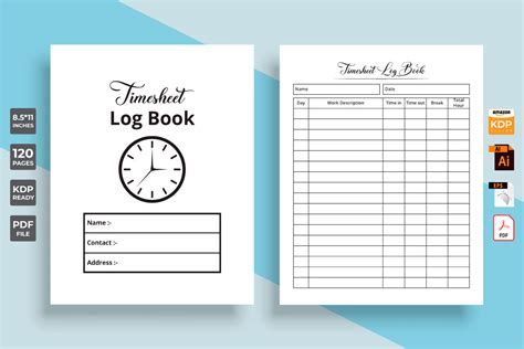 Timesheet Journal KDP Interior Vector Graphic By IftiDigital Creative