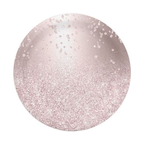 Rose Gold Glitter Ombre Metallic Sparkles Confetti Paper Plates