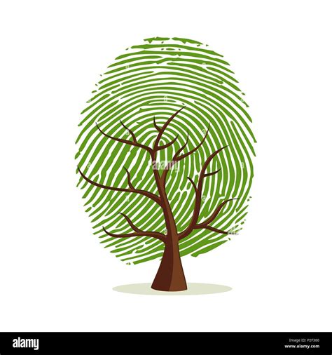 Fingerprint Tree Green Human Finger Print Concept For Psychology