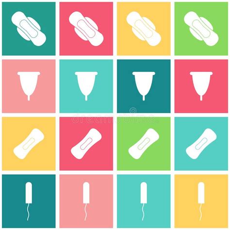 Vector Seamless Pattern With Menstrual Cups Sanitary Pads And Tampons Print For Girls