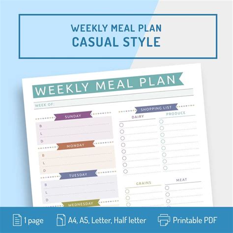 The Printable Meal Planner Is Shown With Text That Reads Weekly Meal