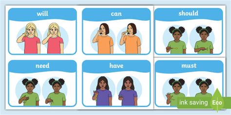 Auslan Auxiliary Verbs Word Cards (teacher made) - Twinkl