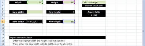 Standard math to calculate Aspect Ratio – XLf(x)s