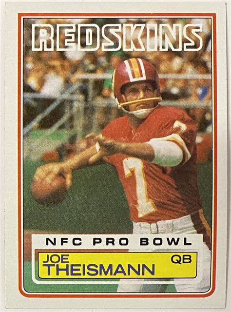 Joe Theismann 1983 Topps Washington Redskins Football Card KBK Sports