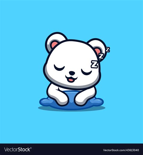 Polar bear sleepy cute creative kawaii cartoon Vector Image