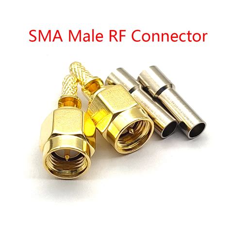 Pcs Gold Sma Male Plug Center Window Crimp Rg Rg Lmr Cable