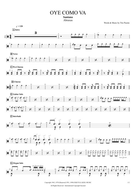 Oye Como Va Tab By Santana Guitar Pro Full Score Mysongbook