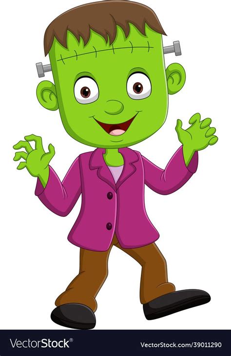 Cartoon Halloween Zombie Kid Character Vector Image On Vectorstock In