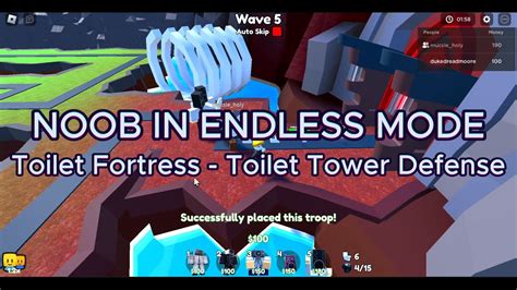 Noob Toilet Fortress Endless Mode Toilet Tower Defense Roblox Youtube