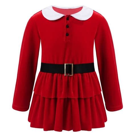 Yizyif Enfant Fille Robe De Noël Manche Longue 3 14 Ans Rouge