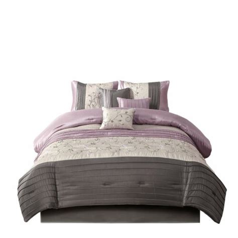 Gracie Mills Rogelio 7 Piece Transitional Embroidered Comforter Set Grace 3280 Purple Quee