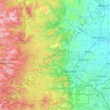 Boulder County topographic map, elevation, relief