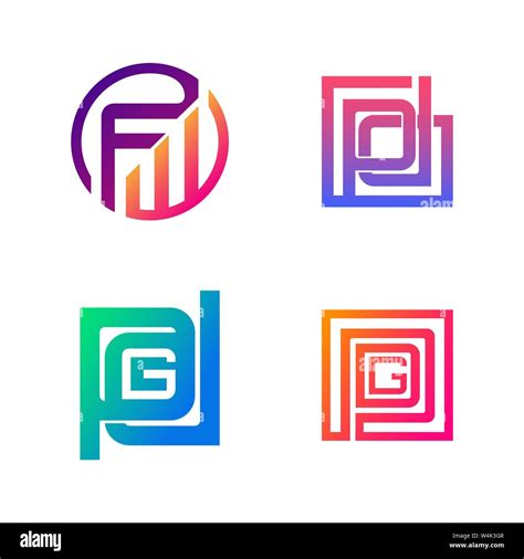 Set Of Initial Fw Pd Pdg Symbol For Business Logo Design Template