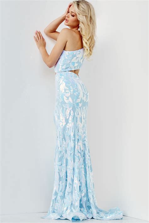 Jovani 22853 Cutout Midriff One Shoulder Dress