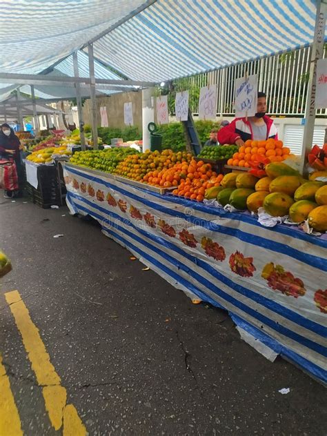 Fruit Stand Of An Open Market Known As Feira Livre In Sao Paulo