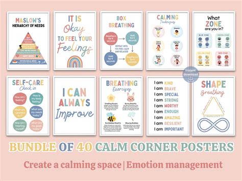 Calm Down Corner Posters Printable Calming Classroom Posters Calm