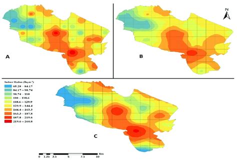 Predicted Indoor Radon Map Of Mashhad Dwellings Over A Grid With The