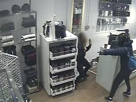 Terrifying Moment Moped Enabled Robbers Storm Shop And Threaten Manager