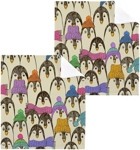 Bestwell Penguin Washcloths Set Of 6 12 X 12 Inch Fast Drying Wash