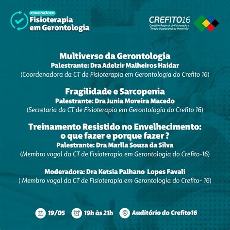 Câmara Técnica do CREFITO 16 promove Atualização em Fisioterapia em