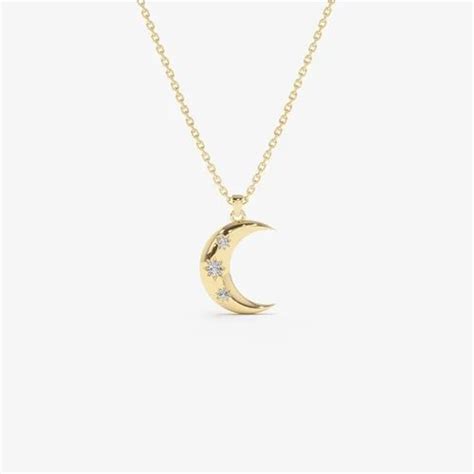 Round 14k Yellow Gold Real Diamond Half Moon Pendant Jewelry for Gift, Weight: 0.05 Ctw at Rs ...