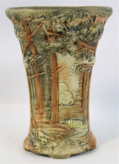 At Auction Weller Forest Pattern 8 Pottery Vase