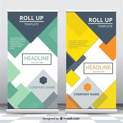 Free Vector Colorful Roll Up With Geometric Shapes