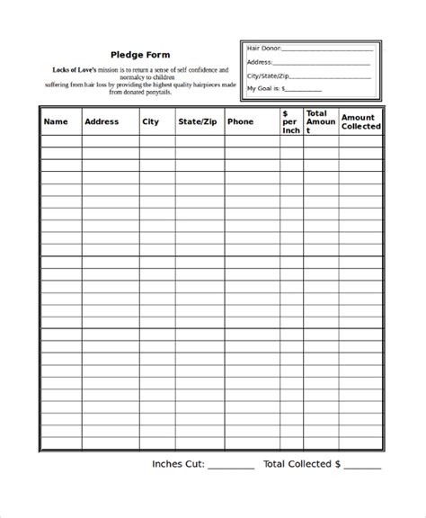 Free 8 Sample Pledge Forms In Pdf Ms Word