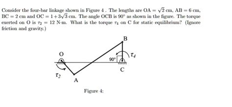 Solved Consider The Four Bar Linkage Shown In Figure The Lengths