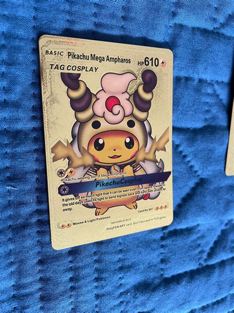 Pokémon Gold Card Hp 610 Basic Pikachu Mega Ampharos Ebay