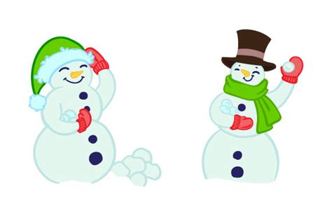 Snowmen Having A Snowball Fight Svg Cut File By Creative Fabrica Crafts