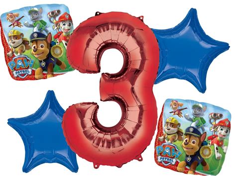 Anagram Paw Patrol Birthday Three Ballons Multicolored Count