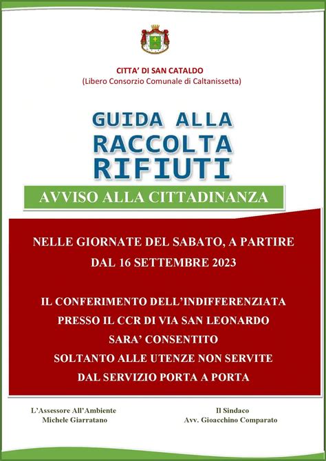 Avviso Alla Cittadinanza Guida Alla Raccolta Dei Rifiuti Comune Di