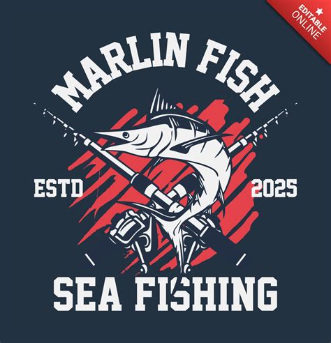 Sea Fishing Marlin Fish Vintage T Shirt Design Template Free Design