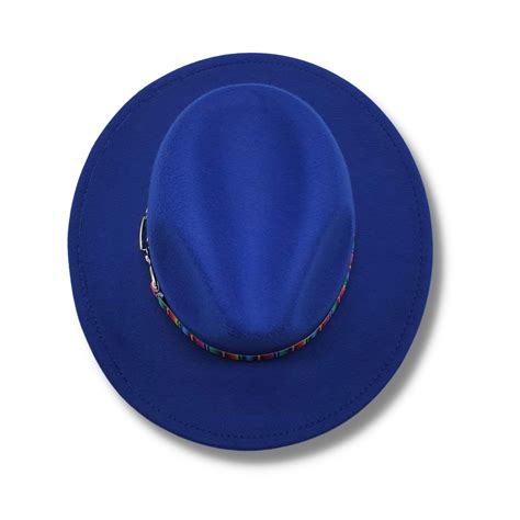 Royal Blue Fedora Hat For Man Felt Fedora Hat With Birm Hat Etsy