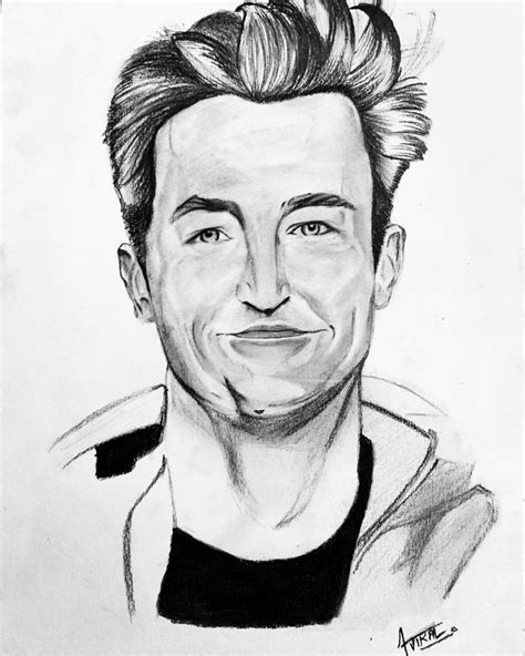 Chandler From Friends Pencil Sketch Pencil Sketch Sketches Male Sketch