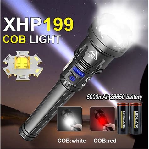 4 Core High Power Led Flashlight XHP199 With Side Lights TorchLight