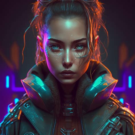 Retrato De Mulher Cyberpunk Estilo Neon Futurista Imagem Hd Foto Premium