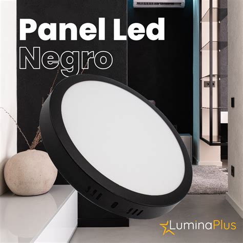 Panel Led Negro Sobreponer W K Redondo Luminaplus