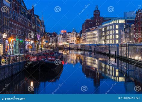 Amsterdam Night District Canal Street Center Water Editorial Photography Image Of Evening